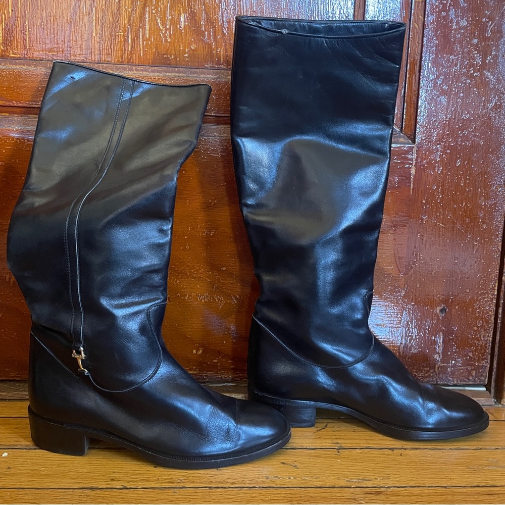 ***SOLD****Vintage Celine black Riding Boots Leather EU 37 US 6-6.5